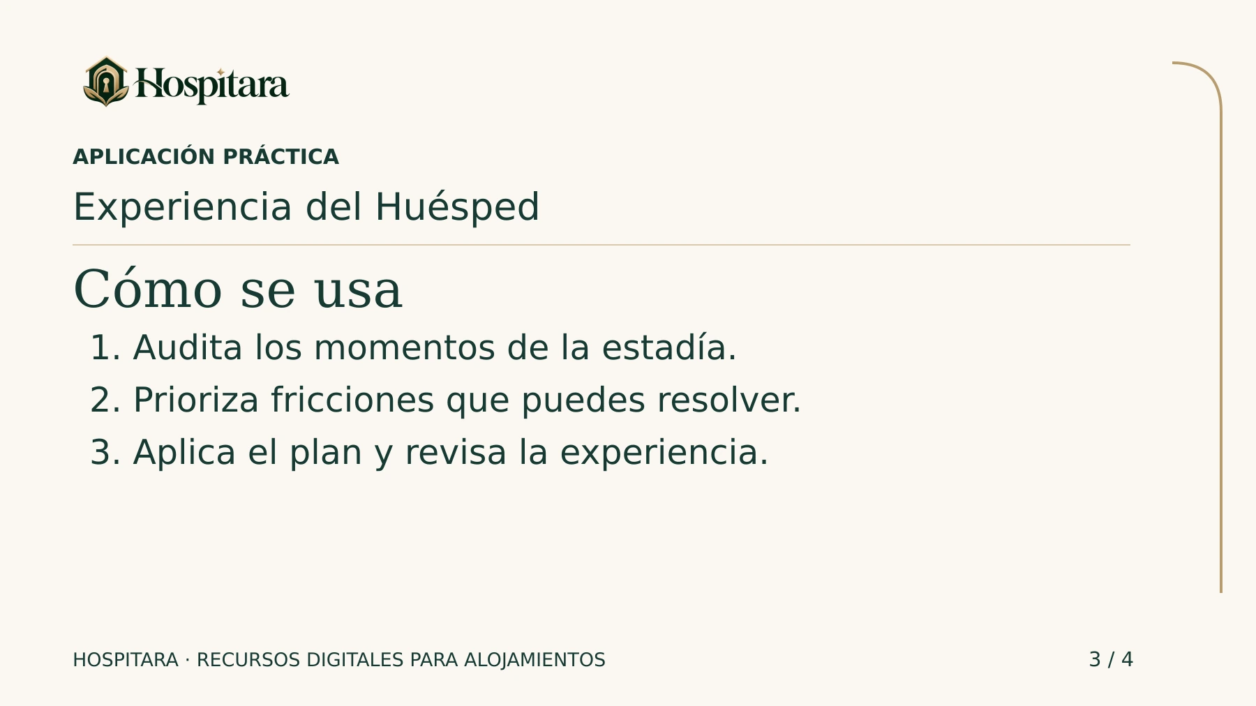 Experiencia del Huésped — Sistema Hospitara · lámina 3