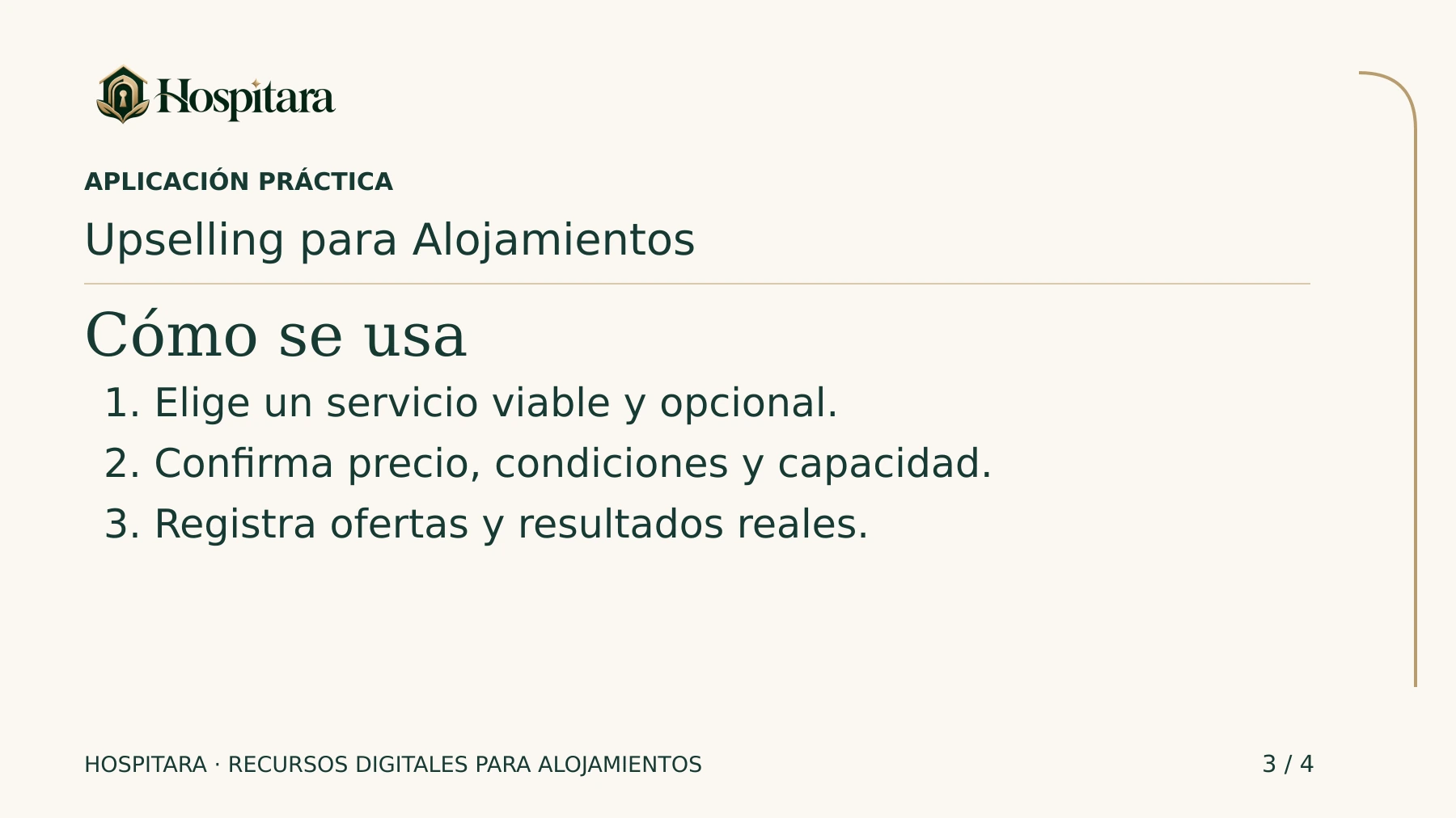 Upselling para Alojamientos — Sistema Hospitara · lámina 3