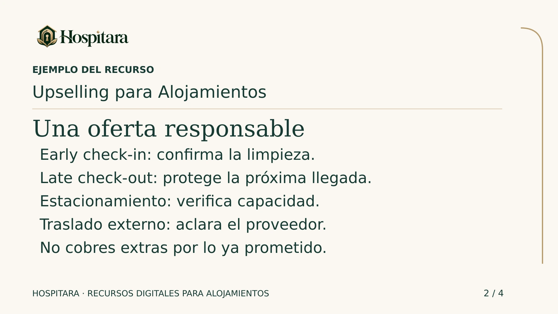 Upselling para Alojamientos — Sistema Hospitara · lámina 2