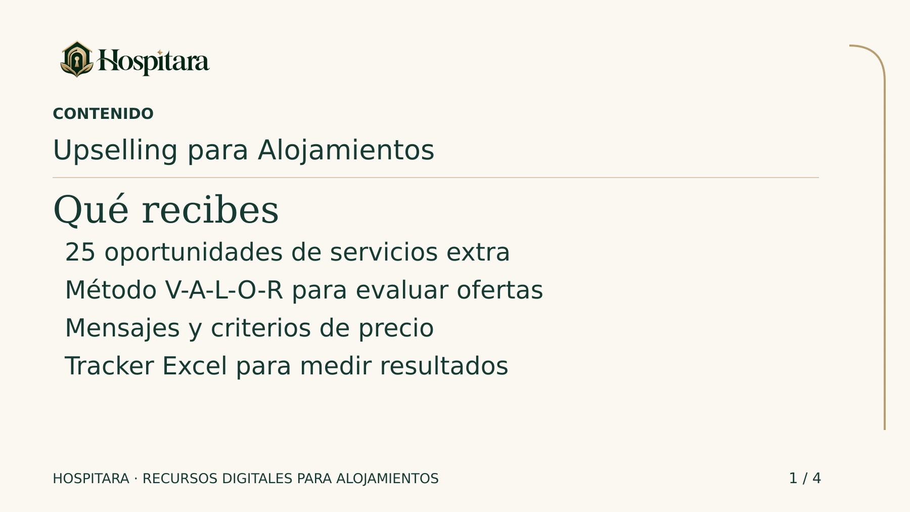 Upselling para Alojamientos — Sistema Hospitara · lámina 1