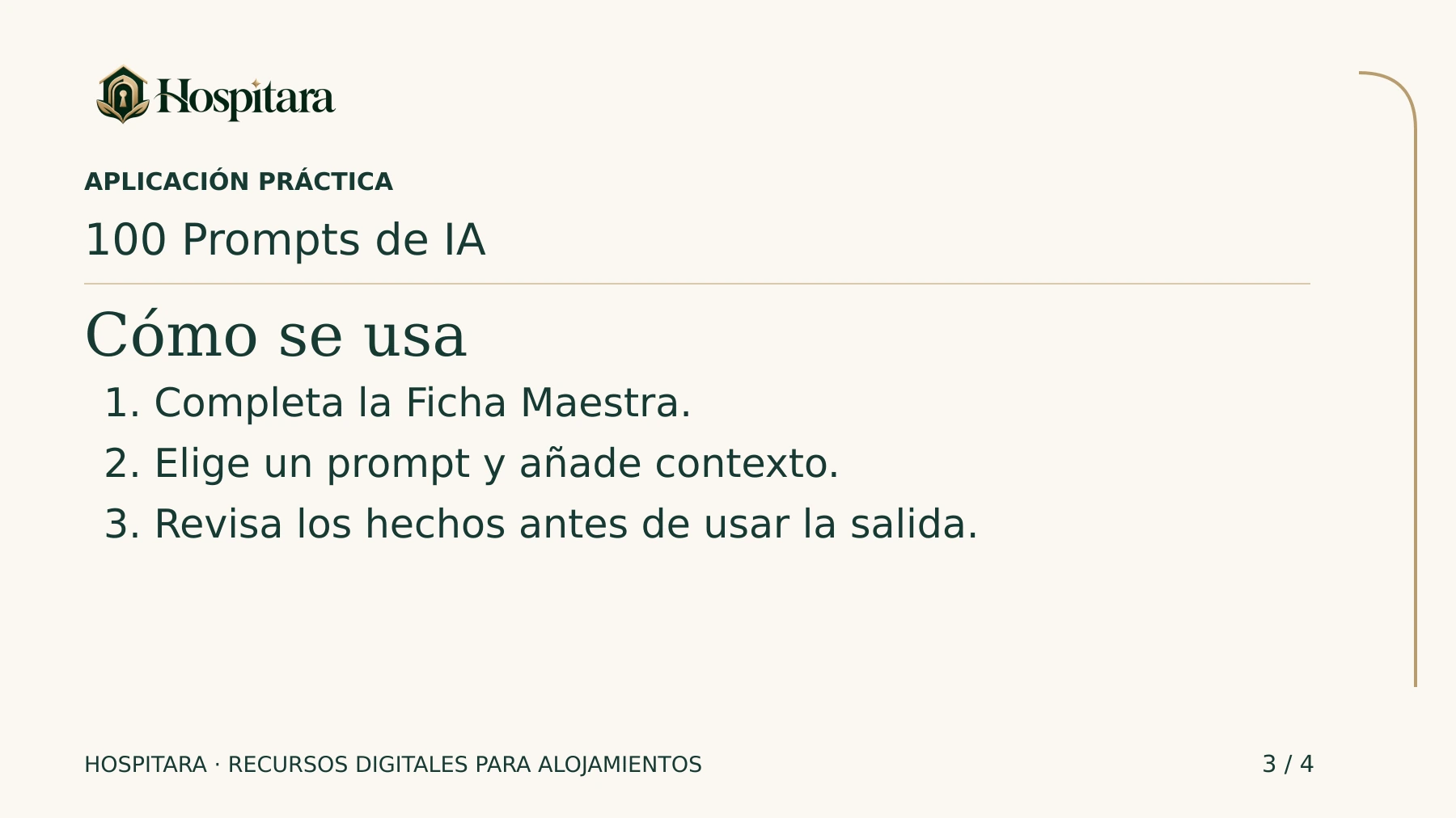 100 Prompts de IA para Alojamientos · lámina 3