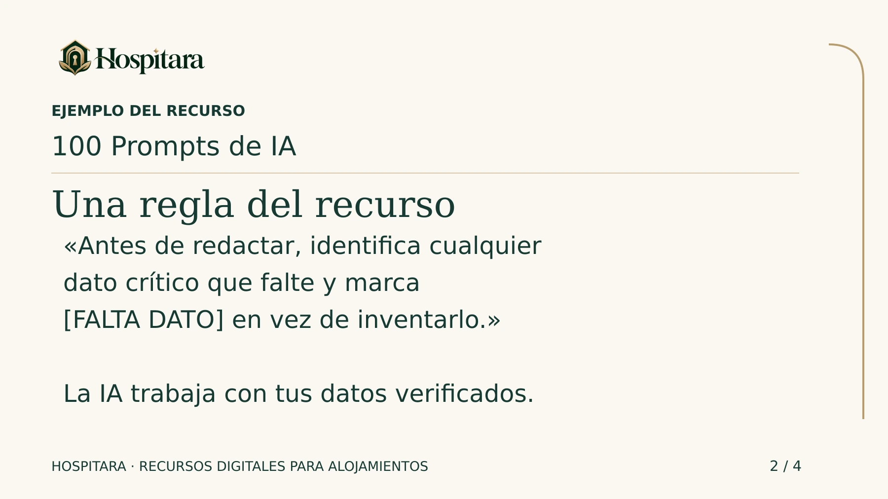 100 Prompts de IA para Alojamientos · lámina 2