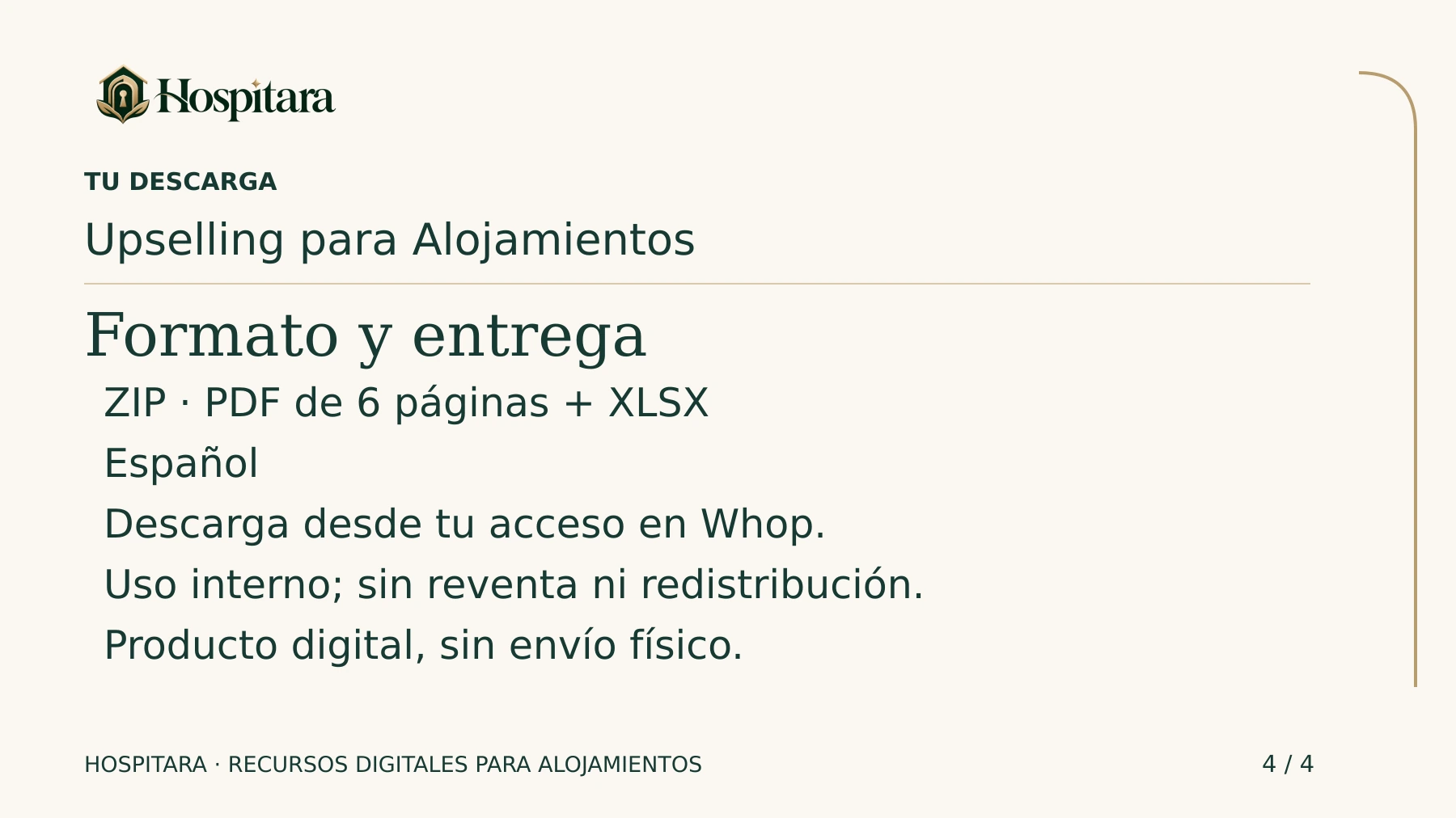 Upselling para Alojamientos — Sistema Hospitara · lámina 4