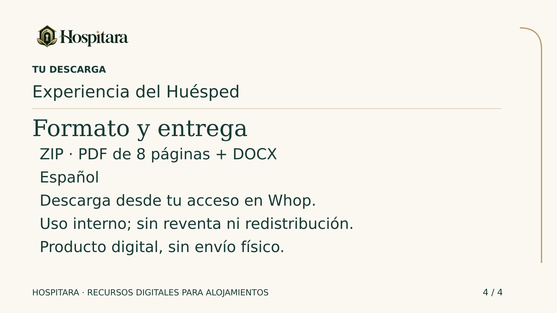 Experiencia del Huésped — Sistema Hospitara · lámina 4