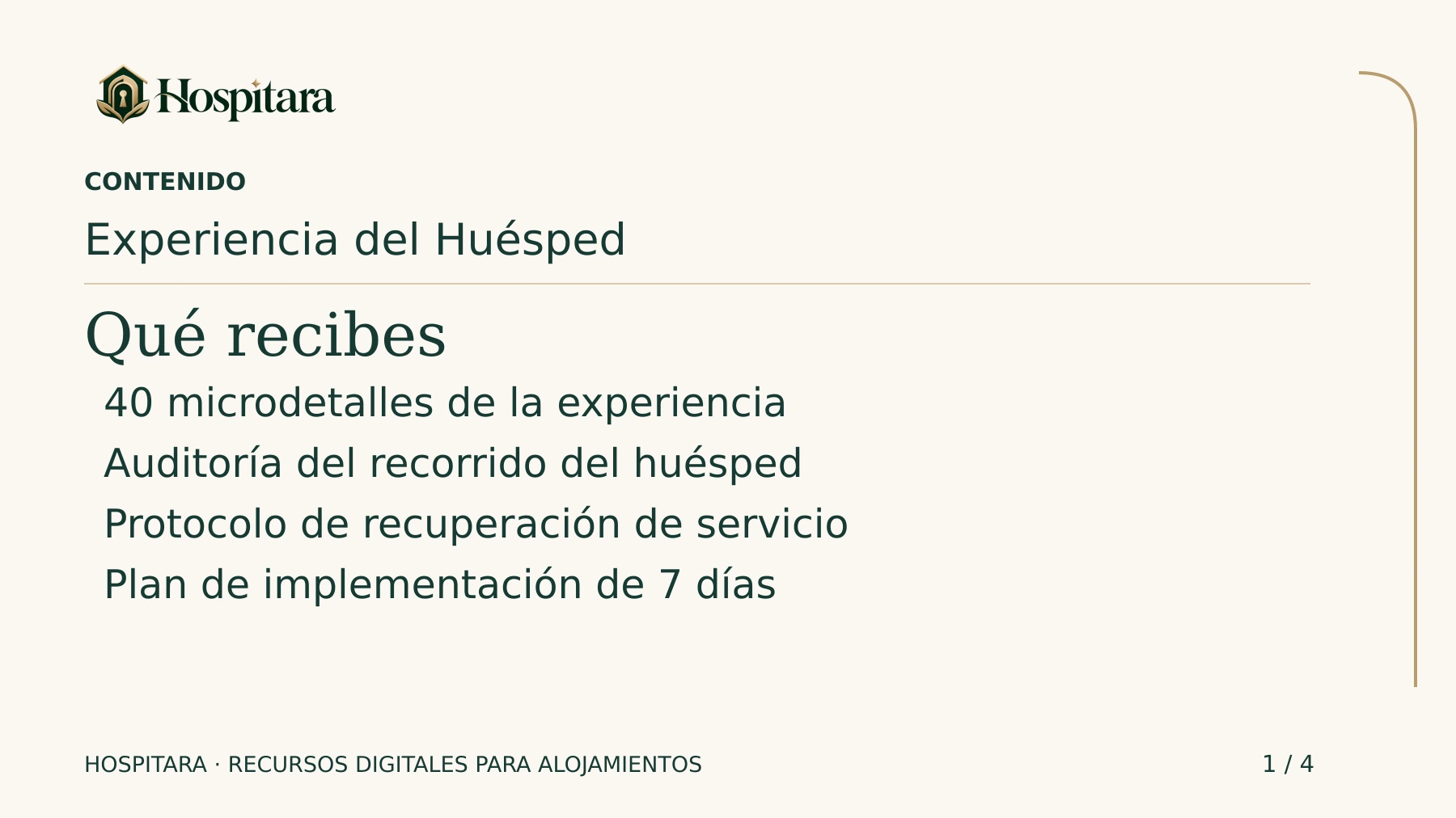 Experiencia del Huésped — Sistema Hospitara · lámina 1