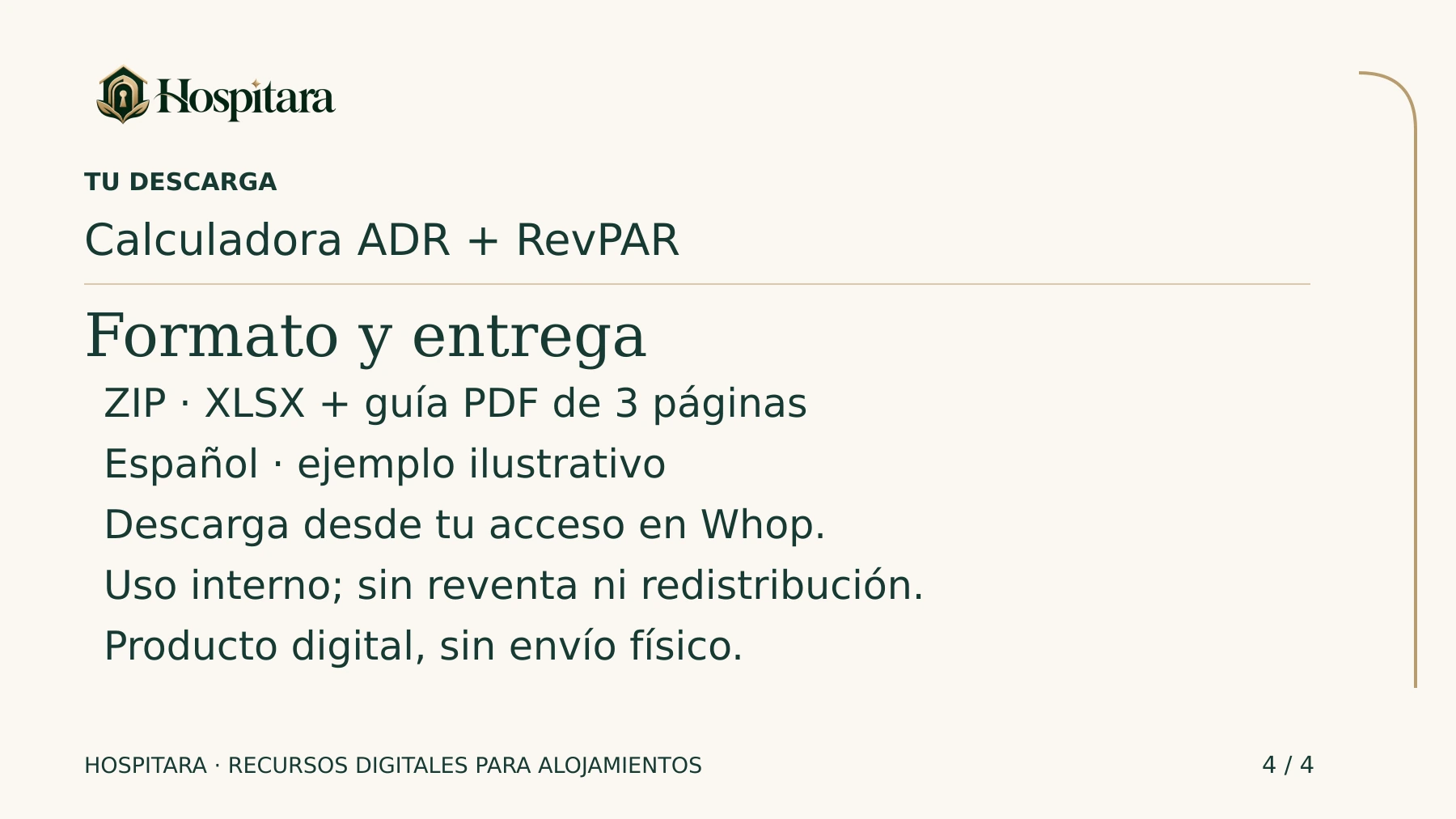 Calculadora ADR + RevPAR + Ocupación · lámina 4