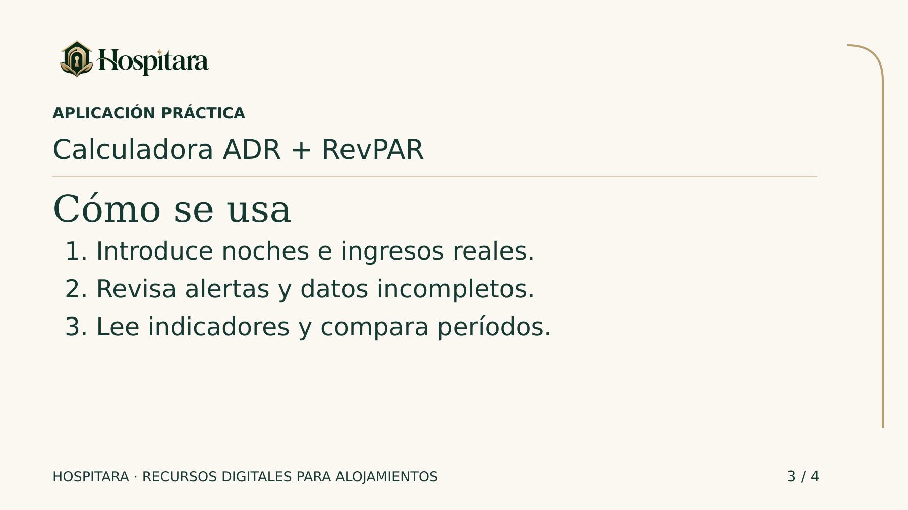 Calculadora ADR + RevPAR + Ocupación · lámina 3